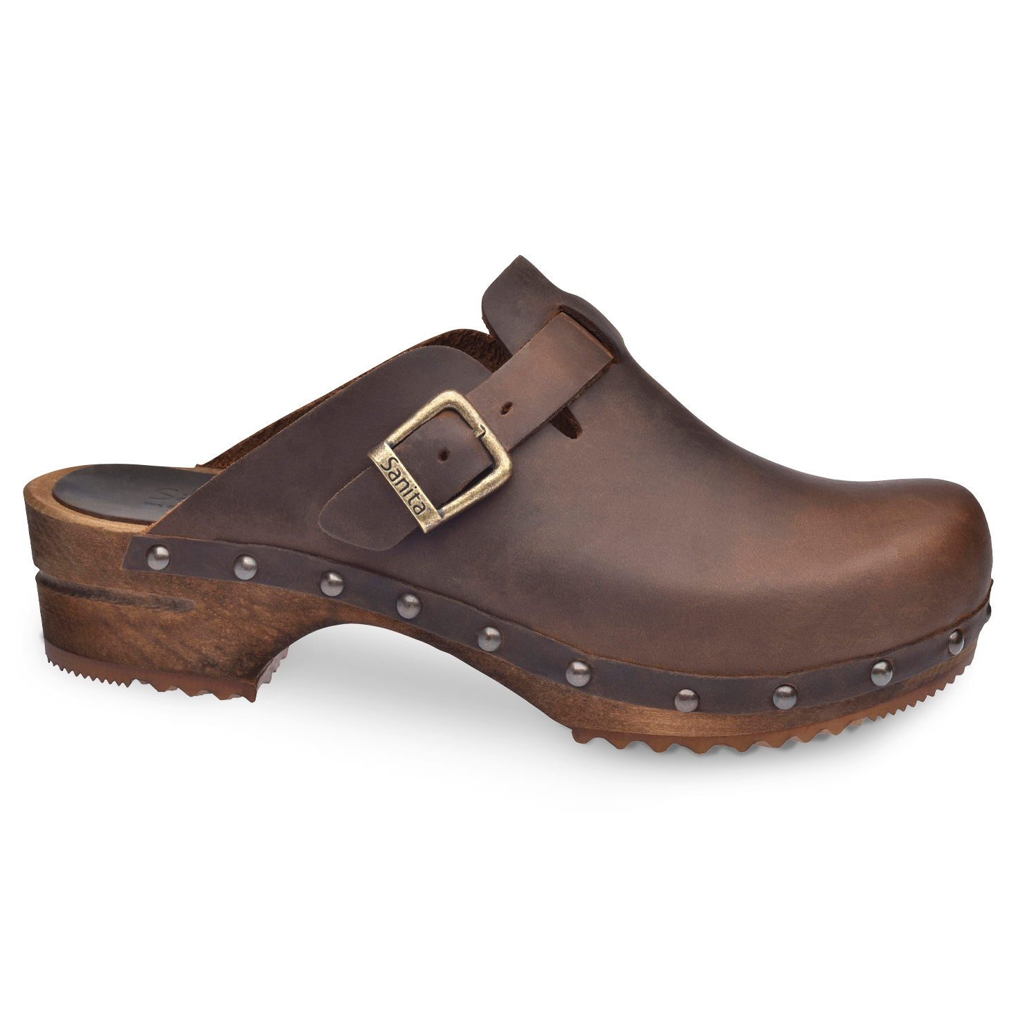 Kristel in Antique Brown Wood Clog