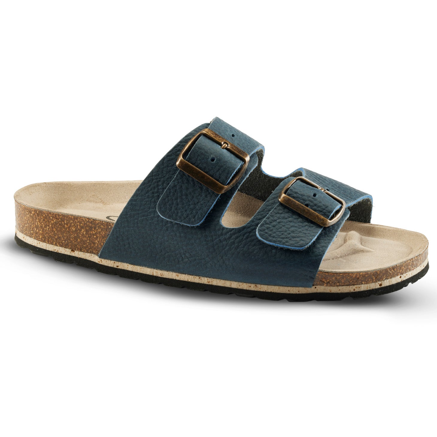Blue Leather sandal on white background
